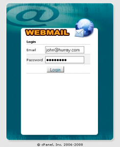 The cPanel Webmail login form