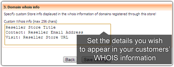 Domain Whois Customization tool available for resellers