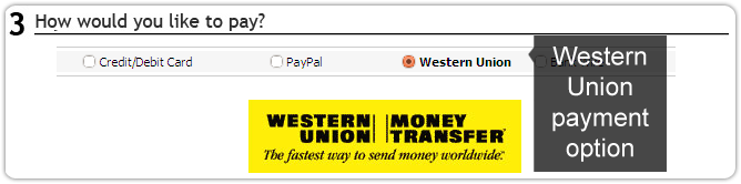 Western Union payment option available