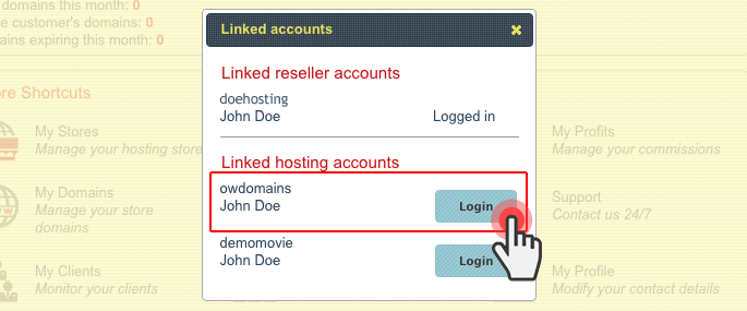 Social login in the Reseller Control Panel  - multiple linked accounts