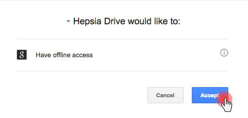 Google Drive Backup Hepsia -  Accept Application