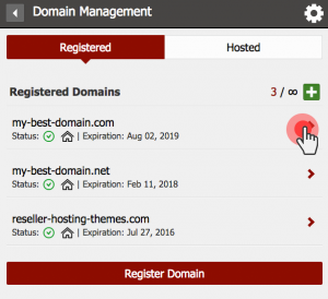 Registered domains - edit domain settings