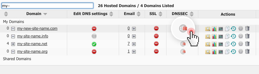 Enable DNSSEC in Control Panel