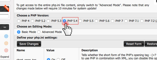 Suhosin PHP security extension - select PHP version