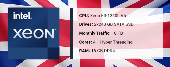 A UK data center option now available for the Xeon E3-1240L V5 dedicated setup